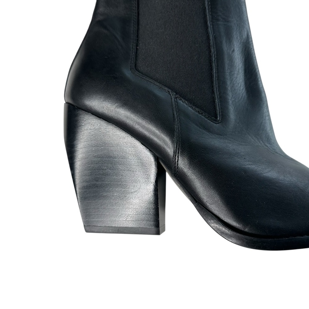 All Saints Womens Ria Point Toe Black Leather Block Heel Ankle Boot. 39/9 - Picture 12 of 13